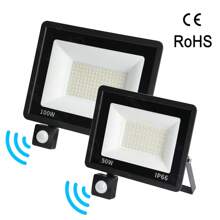 220V LED Induction Floodlight 10W 20W 30W 50W 100W Outdoor Waterproof Courtyard Corridor Human Body Light Control Floodlight, Outdoor Garden Lighting For Pathway, Yard, Patio