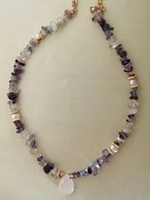 Damen Mode Retro Wassertropfen Anhänger Halskette, facettierter Stein Perlen Kropfband, Harajuku Hals Anhänger Frauen 2025 Neuer Kristall mit grünem Zirkonia Anhänger Mode Schmuck Urlaubsgeschenk Gothic Gefaltet Tragen