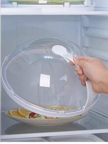Tampa De Microondas AntiRespingos Para Alimentos Com Válvula e Alça De Plastico 9x25,5cm Diâmetro - Transparente - Visão 1