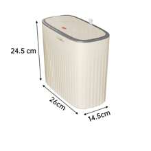 1PC 13L Large Capacity White Yellow Rectangular Press Fit Lid With Crevice Garbage Bin Suitable For Household Bathrooms, Narrow Crevices, Living Rooms, Kitchens Home Bathroom Decor Bathroom Organizer Fall Decor Back To School