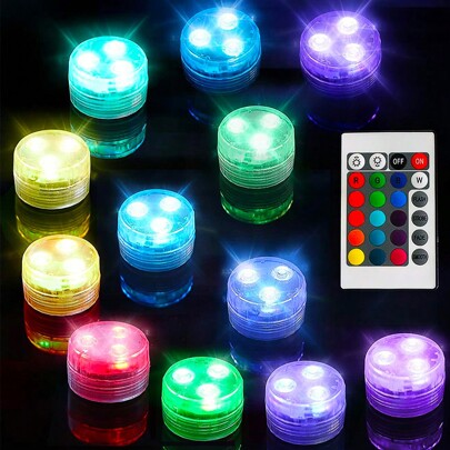 Mini LED Round Lights Decorative Light With Remote,Color Changing Fish Tank Lights Underwater Lights Atmosphere Light For Party Bathtub Pool Decor,Small Diving Lights Night Light,Home Christmas Decor,Valentine's Day Decor
