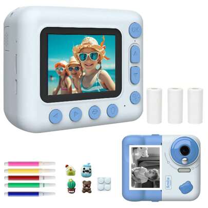 Kids Camera Instant Print, Digital Camera, Kids Selfie Instant Camera, Girls Boys Instant Print Digital Camera - Blue
