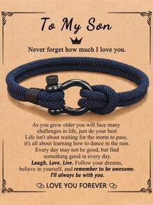 1 件励志爱情短语雕刻手镯，妈妈送给儿子的生日礼物，父母送的毕业礼物，儿子的感恩节圣诞礼物 - 藏蓝色 - 查看 5