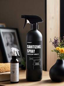 LEAPAIR 1/2 Peças Garrafas de Spray Reutilizáveis Brancas/Pretas de 500ml com Adesivo de Rótulo, Rótulo para SPRAY DESINFETANTE/GARRAFA DE SPRAY, Garrafas de Spray de Plástico para Limpeza, Garrafa Borrifadora de Água para Jardim, Garrafa de Spray de Gatilho de Limpeza de Plástico, Recipiente de Viagem para Limpeza, Jardim, Cozinha, Plantas, Cabeleireiro, Decoração Doméstica de Banheiro, Decoração de Outono, Volta às Aulas