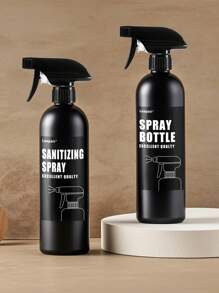 LEAPAIR 1/2 Peças Garrafas de Spray Reutilizáveis Brancas/Pretas de 500ml com Adesivo de Rótulo, Rótulo para SPRAY DESINFETANTE/GARRAFA DE SPRAY, Garrafas de Spray de Plástico para Limpeza, Garrafa Borrifadora de Água para Jardim, Garrafa de Spray de Gatilho de Limpeza de Plástico, Recipiente de Viagem para Limpeza, Jardim, Cozinha, Plantas, Cabeleireiro, Decoração Doméstica de Banheiro, Decoração de Outono, Volta às Aulas