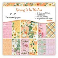 12pcs 6*6inch Spring Inspired Series DIY Scrapbooking Background Papers, Non-Adhesive, Craft Cutting Papers With Single-Sided Printing, Easy To Cut