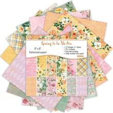 12pcs 6*6inch Spring Inspired Series DIY Scrapbooking Background Papers, Non-Adhesive, Craft Cutting Papers With Single-Sided Printing, Easy To Cut