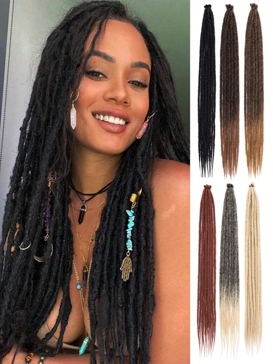 24 Inch Synthetic Dreadlock Extensions 10 Strands Hippie Single Ended ...