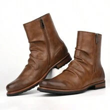 Men's British Style Low Heel Retro Boots Daily Casual Boots - 棕色 - 查看 3