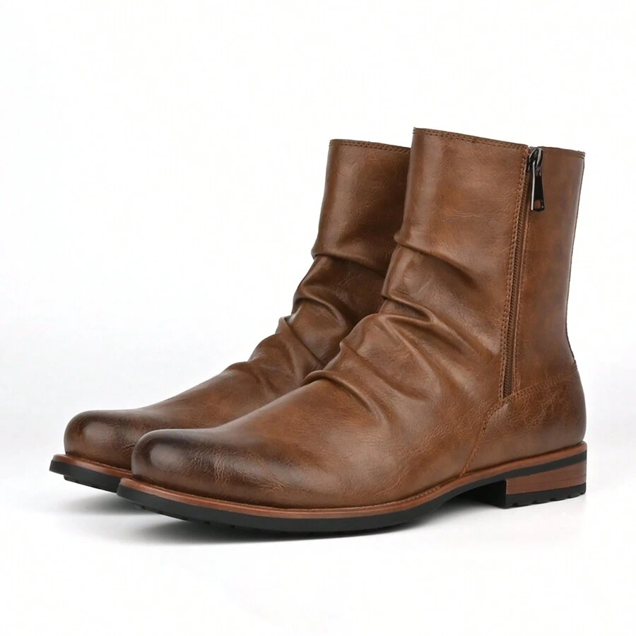 Men's British Style Low Heel Retro Boots Daily Casual Boots - 棕色 - 查看 1
