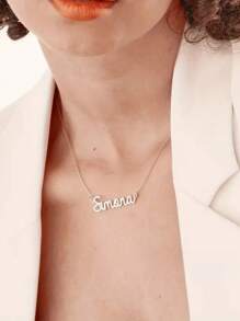 1 pieza Collar con colgante de acero inoxidable personalizado con nombre en plata o oro rosa - Estilo clásico y sencillo, adecuado para uso diario, regalo perfecto para cumpleaños, Día de la Madre y Navidad