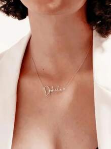 1 pieza Collar con colgante de acero inoxidable personalizado con nombre en plata o oro rosa - Estilo clásico y sencillo, adecuado para uso diario, regalo perfecto para cumpleaños, Día de la Madre y Navidad