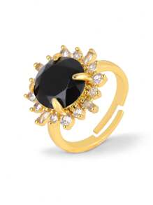 1枚奢华太阳水晶戒指，男女皆宜，天然宝石能量，紫水晶，粉晶，金色，戒指，新年，周年纪念，结婚珠宝礼物 H538 - Ring - 查看 17