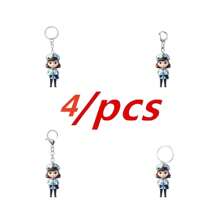 4pcs/1pc Police Badge Key Chain, New Acrylic 2D Flat Key Ring, Car Hanging Decor, Christmas Tree, Home Party Xmas Gift Accessories Car Accessories Bag Charm School Letter
