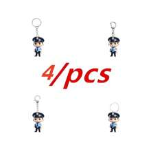 4pcs/1pc Police Badge Key Chain, New Acrylic 2D Flat Key Ring, Car Hanging Decor, Christmas Tree, Home Party Xmas Gift Accessories Car Accessories Bag Charm School Letter