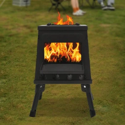 YUNRUX Portable Wood Stove Camping Tent Outdoor Oven Cooker Camping Stove Heater Black Tent Cooker Oven Cooker Camping Tent Cooker Stove