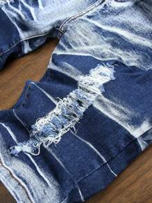 Men's High Street Fashion Tie-Dye Denim Shorts Jorts