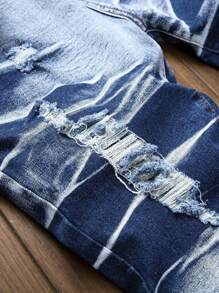 Men's High Street Fashion Tie-Dye Denim Shorts Jorts