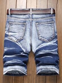 Men's High Street Fashion Tie-Dye Denim Shorts Jorts