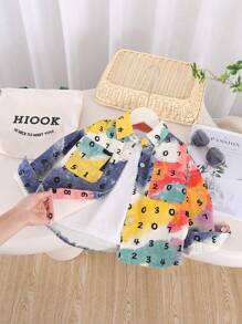 Young Boy Letter Print Casual Shirt For Spring