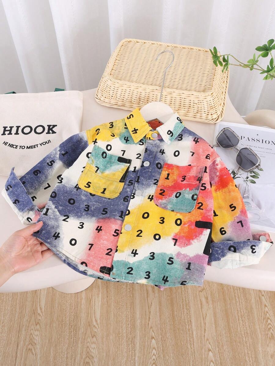 Young Boy Letter Print Casual Shirt For Spring