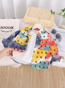 Young Boy Letter Print Casual Shirt For Spring