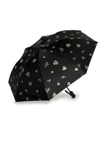 1 pieza Paraguas plegable automático con 8 varillas y protección UV - Impermeable, a prueba de viento y portátil - Varillas de hierro, tela de pongee y diseño con estampado de corazón elegante. Ideal para refrescarse en verano, playa, viajes, primavera y verano, regalos para damas de honor, decoración de habitación y dormitorio, playa, viajes, para hombres, para mujeres, vacaciones, cosas lindas - Multicolor - Ver 5