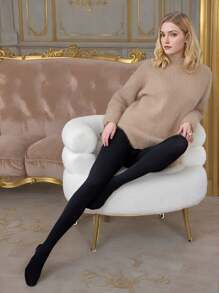 1pc Women's Soft & Comfortable Pantyhose Microsheer Warm Tights, Daily Casual Wear, Cozy - Black - View 3