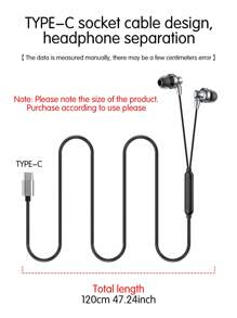 Wired In-Ear Metal Tuning Full Compatible Earphones With Digital Decoding Chip, Type-C Interface, Compatible With Apple/Android Systems, Applicable For Indoor And Outdoor Scenarios