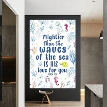 Religious Bible Verse Canvas Wall Art For Kids,Mightier Than The Waves Canvas Painting Wall Decor For Kids,Christian Religious Canvas Wall Art For Kids