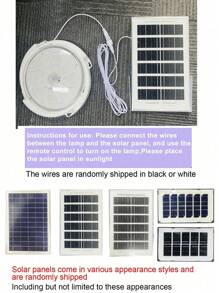 带遥控的太阳能灯室内家用智能太阳能吸顶灯，1000 流明户外太阳能棚灯带开关，适用于谷仓、门廊、露台、车棚、花园、鸡舍