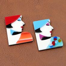 1pc Handmade Multi-Layer Acrylic Pop Art Lady Style Brooch - View 3