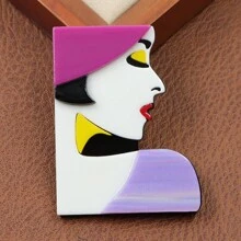 1pc Handmade Multi-Layer Acrylic Pop Art Lady Style Brooch - View 5