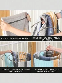 1pc Stainless Steel Spiral Clothes Drying Rack, Minimalist Round Space-Saving Bedsheet Hanger