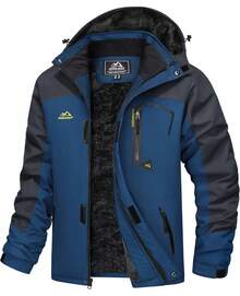 MAGCOMSEN Chamarra Hombre Invierno Impermeable Rompevientos Cálida Chamarras de Esquí de nieve Parka de Forro Polar con Capucha y bolsillos - Verde Ejército Camuflaje - Ver 9