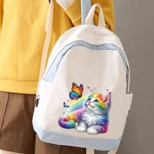 1/2/3 piezas Parches de tela con estampados de mariposa lindos y gato colorido para transferencia de calor, decoración DIY en ropa, sombreros, almohadas, mantas