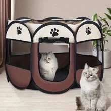 Portable Pet Playpen, Foldable Pet Exercise Fence Tent, Dog Puppy Cat Rabbit Indoor Outdoor Camping Game House - Multicolor - View 7