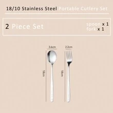 Portable Cutlery Set With Case & Bag, Cartoon Panda Travel Utensils, Portable Silverware Set For Work, 18/10 Stainless Steel Reusable Travel Cutlery Set, Fork And Spoon Chopsticks Set For Camping, School, Picnic, Gadgets, For Lunch Box,School Supplies
