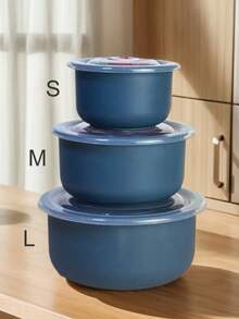 3 件套冰箱食品储存容器带盖，加厚耐用，可重复使用，尺寸 S/M/L - 深綠色 - 查看 2