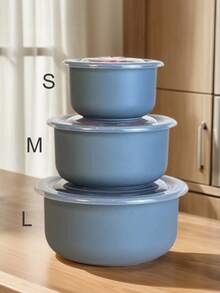 3 件套冰箱食品储存容器带盖，加厚耐用，可重复使用，尺寸 S/M/L - 深綠色 - 查看 3