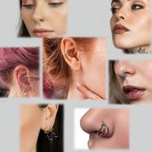 1 pieza Aro triple para septum de acero inoxidable hipoalergénico de 16G con cierre a presión, joyería de perforación para nariz, labio, cartílago, concha, hélix, daith, trago, lóbulo, root y anillo para el ombligo, de 8 mm y 10 mm, para mujeres y hombres
