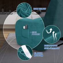 Oversized Recliner Chair Covers Velvet Plush 4 Piece Stretch Recliners Covers For Large Recliner Slipcovers Soft Washable Reclining Protector With Side Pocket - Teal Blue - View 3