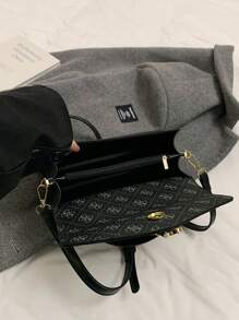 1 pieza Bolso de mensajero pequeño de estilo occidental simple con estampado, bolso de hombro cuadrado pequeño con textura, nueva del invierno 2024