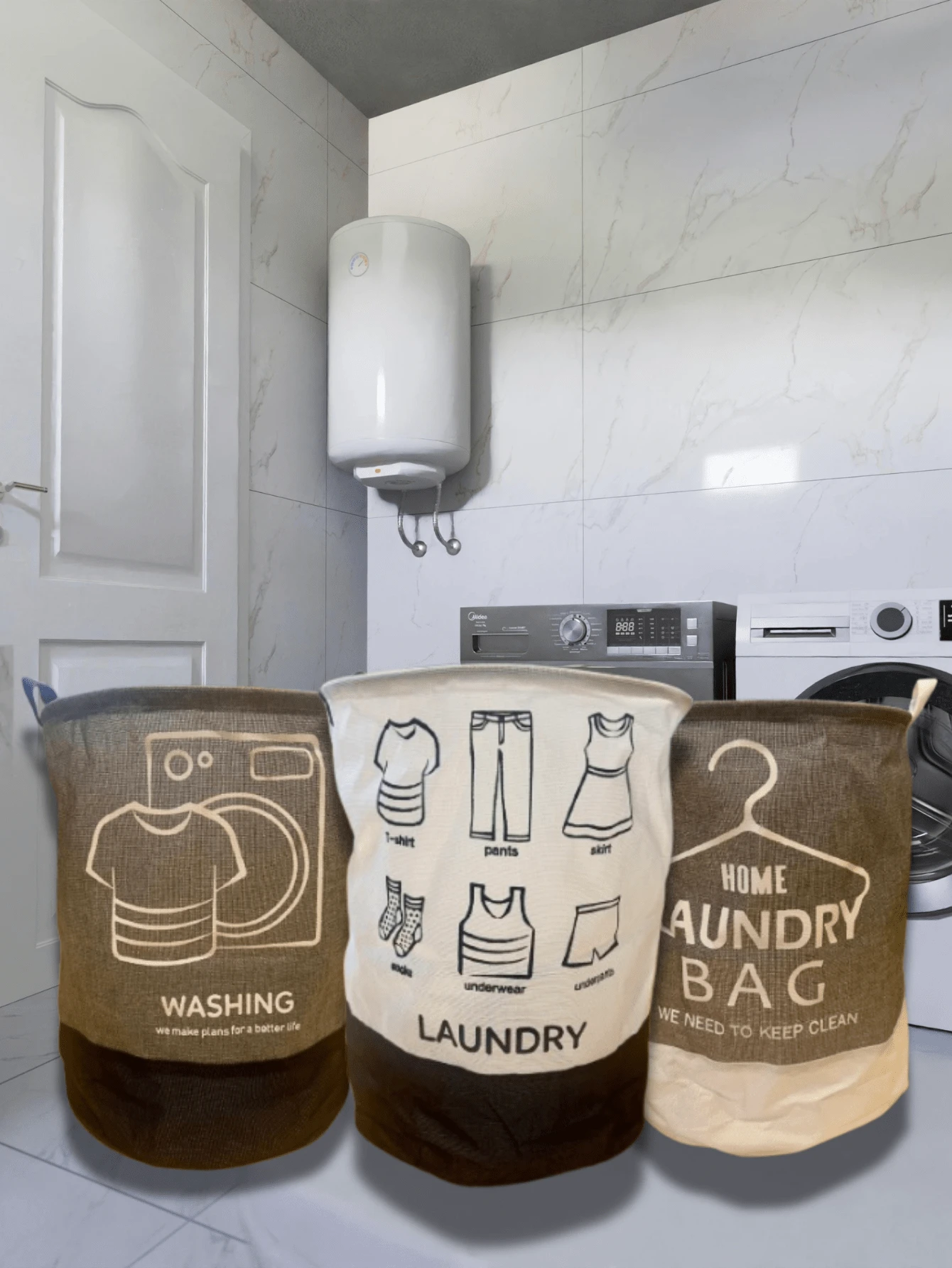 Large Collapsible Cotton Laundry Basket Convenient Foldable Durable Clothes Storage Basket Two Sizes - Multicolor - View 1