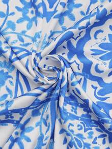 女士休闲斜纹复古印花短裤