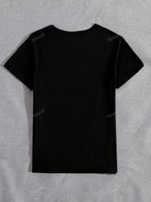 Camiseta casual de mujer con estampado de alfabeto de fe - Cuello redondo, manga corta