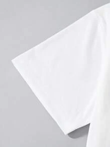 Camiseta casual de mujer de manga corta y cuello redondo - Blanco - Ver 4