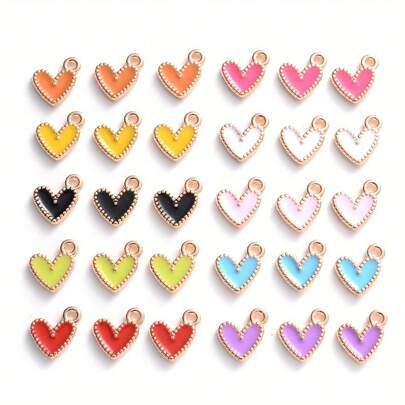 20Pcs Multicolor Heart Metal Pendant Mini Alloy Enamel Heart Charms For Making Necklace Bracelet DIY Crafts Jewelry Accessories Small Business Supplies Valentine's Day