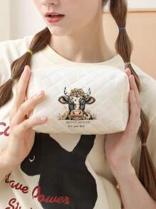 Animal Pattern Double-Sided Printed Diamond Grid Octagonal Makeup Bag Multifunctional Carry On Bag - Suitable For Girls Portable Toiletries Zipper Storage Bag For Women's Cosmetics And Travel Essentials Zipper Makeup Bag - Multicolor - View 9