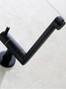 1pc Kitchen Single Cold Faucet, Stainless Steel Into The Wall Balcony, Household Mop Pool Extended Lengthened Faucet(Chrome, Black,Selectable)